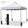 10x10 Pop Up Outdoor Camping Canopy Tent, Black Speckled Steel Frame, White Silver-Coated Top UPF50+ Water-Resistant, 3 Adjustable Heights