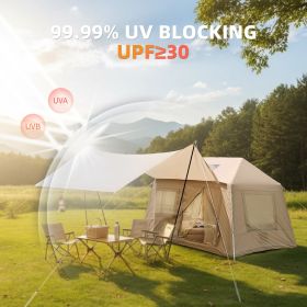 5.72mÂ² Outdoor Inflatable Camping Tent With Canopy, Easy Setup 4 Season Windproof Glamping Tent with Mesh Windows & Pump, Outdoor Cotton Tent