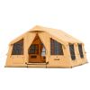 Inflatable Tents for Camping, 8-12 Person Easy Setup Blow up Tent with Hand Pump, 4 Season Luxury Glamping Tent with 2 Skylights, Canopy, Stove Jack