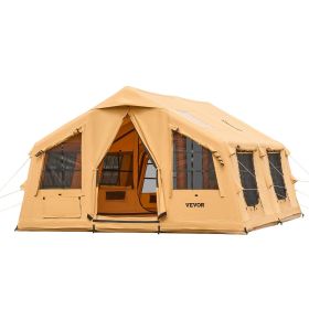 Inflatable Tents for Camping, 8-12 Person Easy Setup Blow up Tent with Hand Pump, 4 Season Luxury Glamping Tent with 2 Skylights, Canopy, Stove Jack
