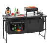 Camping Kitchen Table, Folding Outdoor Cooking Table, 3 Adjustable Heights, Aluminum Lightweight Portable Cook Station with Storage Organizer