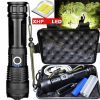 High Power LED Zoom Flashlight Rechargeable Camping Hiking Torch+Gift Box