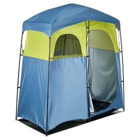 VEVOR Camping Shower Tent, 2-Room Portable Privacy Tent Changing Room with Shower Bag, Ground Stakes, Ropes, Carry Bag, and Support Poles
