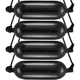 Boat Fenders, 8.5" x 26" Boat Bumpers for Docking, Inflatable Ribbed Fender with Center Holes, Marine Boat Dock Fender Bumper with Air Pump