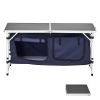 Camping Kitchen Table, Folding Outdoor Cooking Table, 3 Adjustable Height, Aluminum Lightweight Portable Cook Station with Storage Organizer