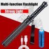 46CM LED Flashlight Hiking Retractable Zoom Security Torch for Camping Lamp Bright
