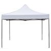 10x10 Pop Up Outdoor Camping Canopy Tent, Black Speckled Steel Frame, White Silver-Coated Top UPF50+ Water-Resistant, 3 Adjustable Heights