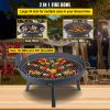 Fire Pit Bowl, 34-Inch Diameter Round Carbon Steel Fire Bowl, Wood Burning for Outdoor Patios, Backyards & Camping Uses, with A Drain Hole