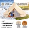 Canvas Bell Tent, 4 Seasons 5 m/16.4 ft Yurt Tent, Canvas Tent for Camping with Stove Jack, Breathable Tent Holds up to 8 People