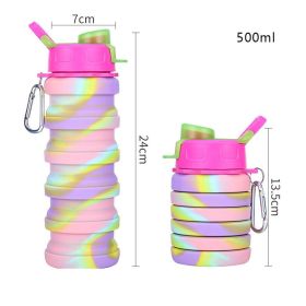 500ml Creative Silicone Folding Water Cup Outdoor Sports Ride Fitness Portable Kettle Camouflage Gift Cup Free Delivery Items (Color: 01, Capacity: 0.5L)