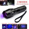 UV Flashlight LED Torch Zoomable Ultra Violet Black White Dual Light Detector