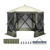 Pop Up Gazebo Tent, Pop-Up Screen Tent 6 Sided Canopy Sun Shelter with 6 Removable Privacy Wind Cloths & Mesh Windows