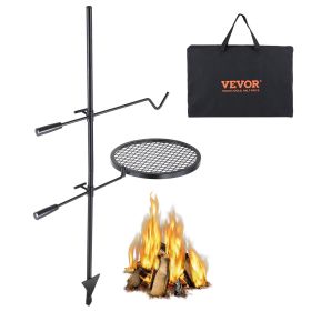 Swivel Campfire Grill, Fire Pit Grill Grate over Fire Pits, Heavy Duty Steel Grill Grates, 360Â° Adjustable Open Fire Outdoor Cooking Equipment (Baking Tray Shape: Round)