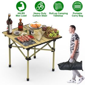 Folding Camping Table Portable Lightweight Carbon Steel Roll-up Picnic BBQ Desk with Carry Bag Heavy Duty for Outdoor Beach Backyard Party Patio Campi (size: S(50x53CM))