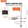 Swivel Campfire Grill, Fire Pit Grill Grate over Fire Pits, Heavy Duty Steel Grill Grates, 360Â° Adjustable Open Fire Outdoor Cooking Equipment